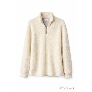 Weatherproof Vintage Cream Sherpa Teddy Fleece Quarter Zip Pullover Sweater